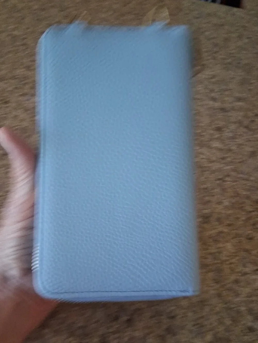 Light Blue Faux Pebble Leather Tiny BIG Bag Clutch Wallet with Gold Frame